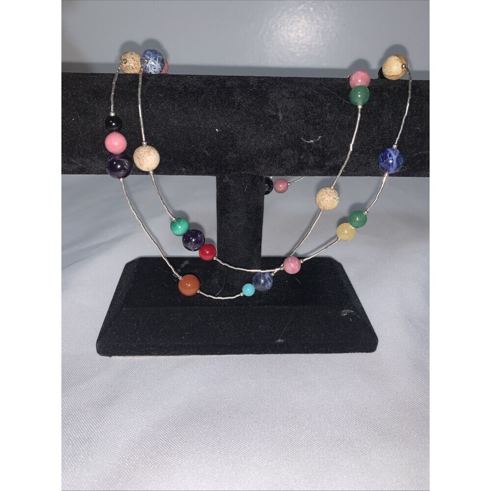 Carolyn Pollack 925 Liquid Sterling Beads Polish Stone Beads Necklace 16-17 Inch - Picture 6 of 9